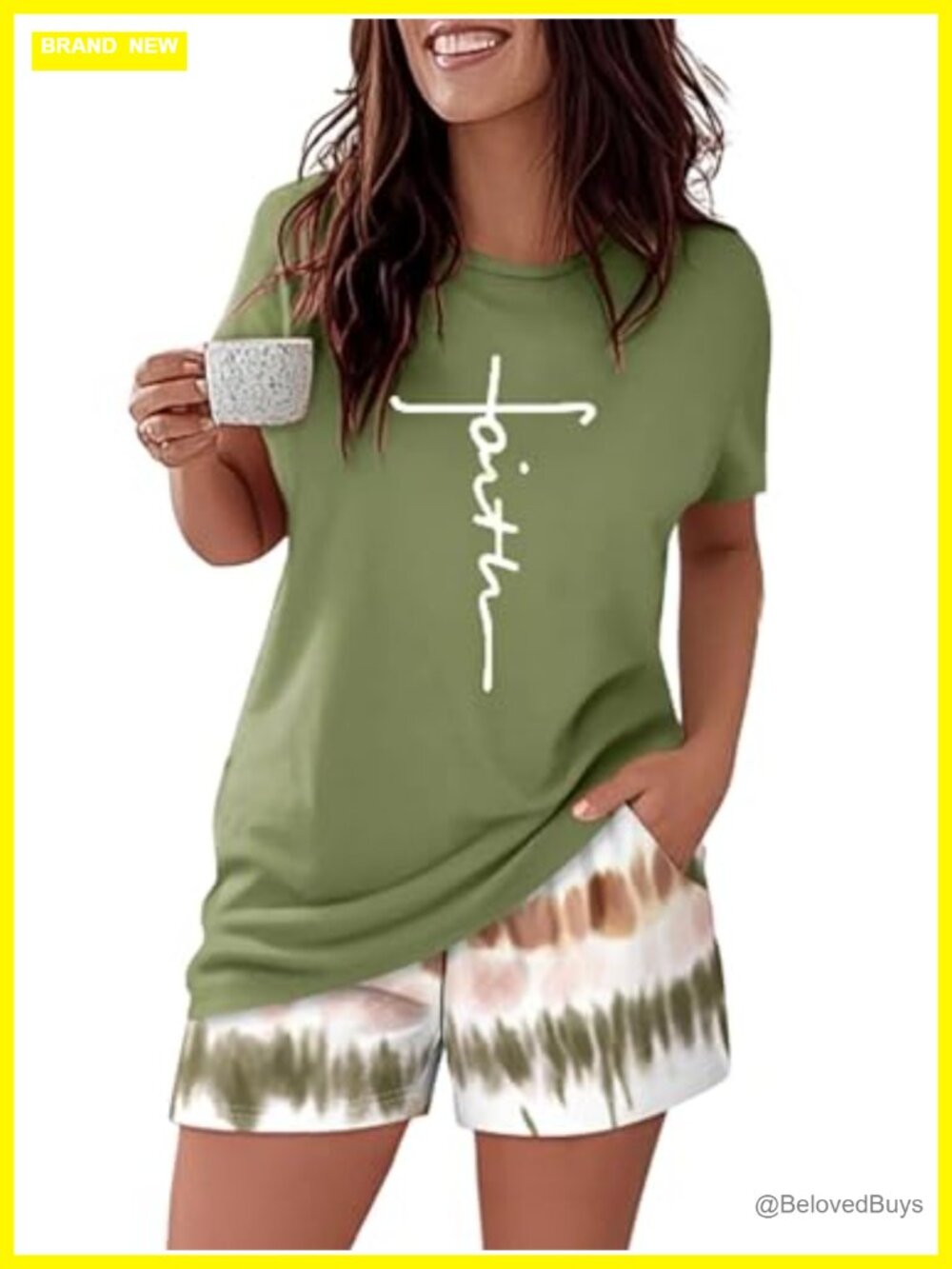 Women's 2 Piece Pajama Set Short Sleeve Top and Shorts Loungewear